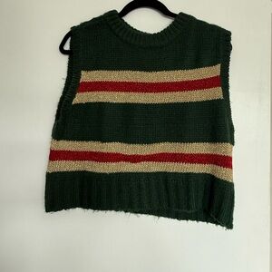 Vintage Knit Sweater Vest with Stripes
